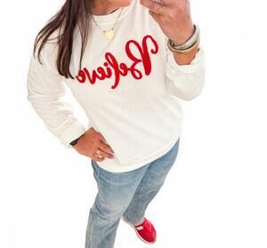 NEW PANACHE APPAREL believe sweatshirt in white